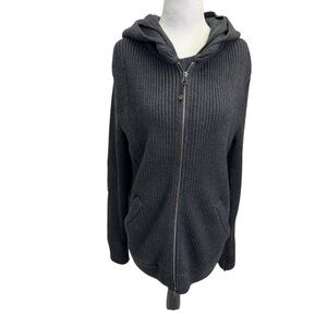 Lululemon Grey Chunky Rib Knit Zip Front Hooded Sweater Size S/M